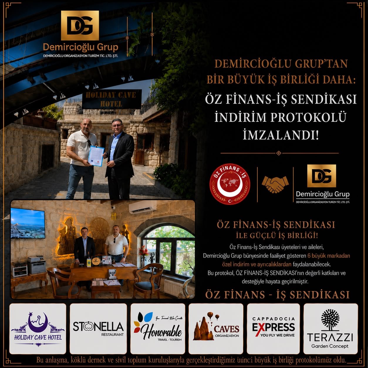 GÖREME DEMİRCİOĞLU GRUP BÜNYESİNDE BULUNAN OTEL VE BAĞLI ŞİRKETLERLE ÜYELERİMİZE ÖZEL İNDİRİM